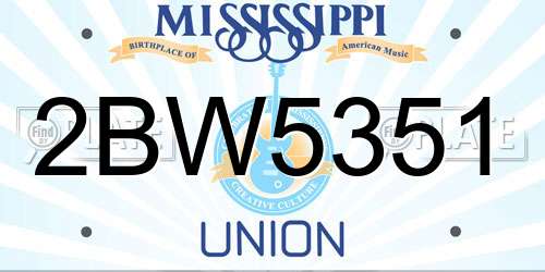 2BW5351 Mississippi License Plate
