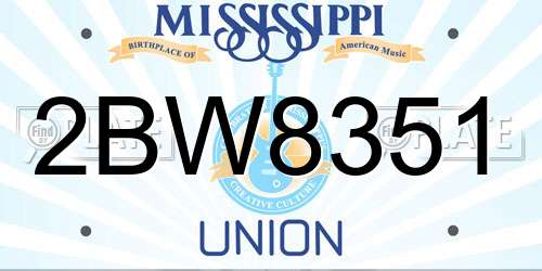 2BW8351 Mississippi License Plate