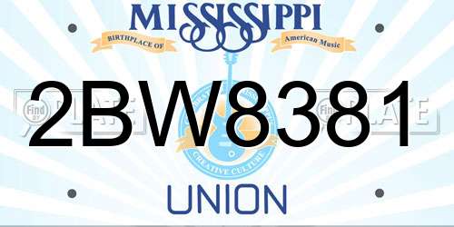 2BW8381 Mississippi License Plate