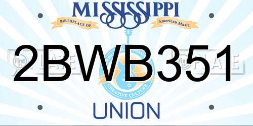 2BWB351 Mississippi License Plate