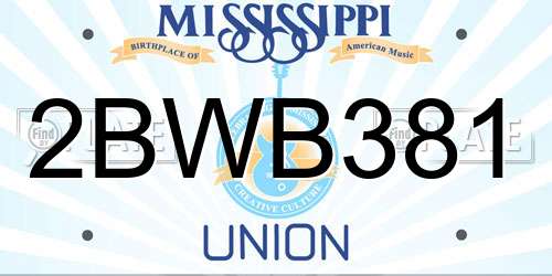 2BWB381 Mississippi License Plate