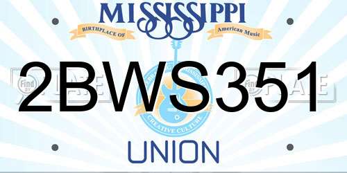 2BWS351 Mississippi License Plate