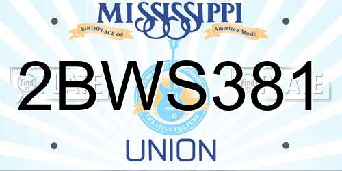 2BWS381 Mississippi License Plate