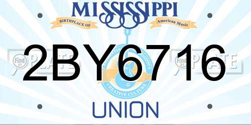 2BY6716 Mississippi License Plate