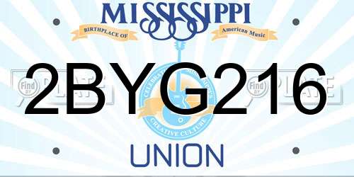 2BYG216 Mississippi License Plate