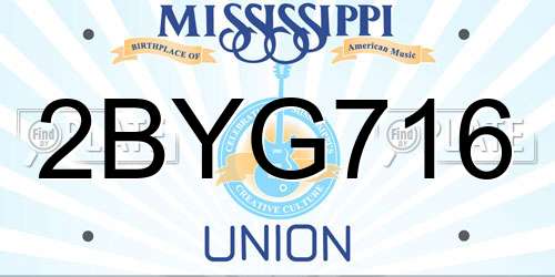 2BYG716 Mississippi License Plate