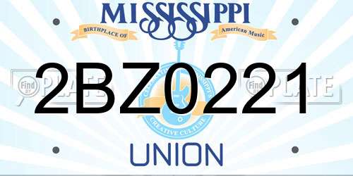 2BZ0221 Mississippi License Plate