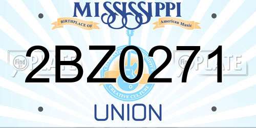 2BZ0271 Mississippi License Plate