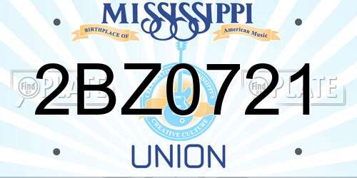 2BZ0721 Mississippi License Plate