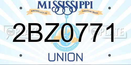 2BZ0771 Mississippi License Plate