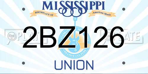 2BZ126 Mississippi License Plate