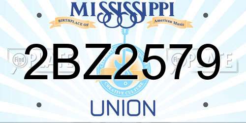 2BZ2579 Mississippi License Plate