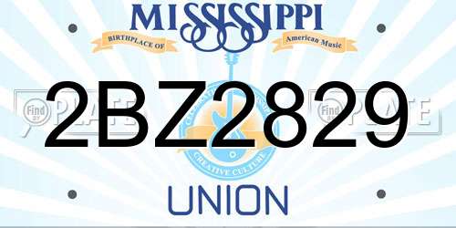 2BZ2829 Mississippi License Plate