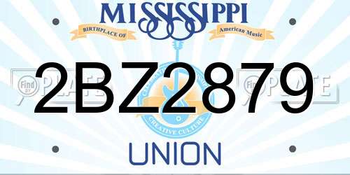 2BZ2879 Mississippi License Plate