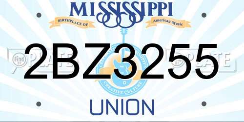 2BZ3255 Mississippi License Plate