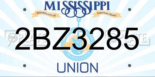 2BZ3285 Mississippi License Plate