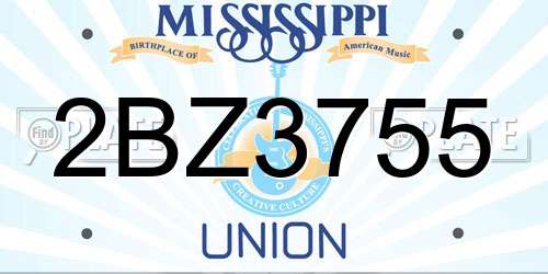 2BZ3755 Mississippi License Plate