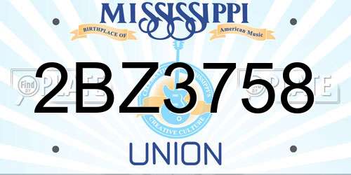 2BZ3758 Mississippi License Plate