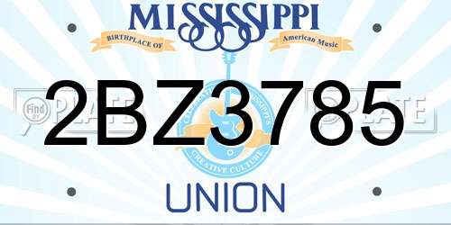 2BZ3785 Mississippi License Plate