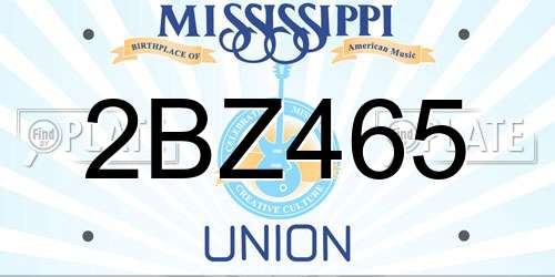2BZ465 Mississippi License Plate