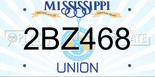 2BZ468 Mississippi License Plate