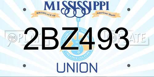 2BZ493 Mississippi License Plate
