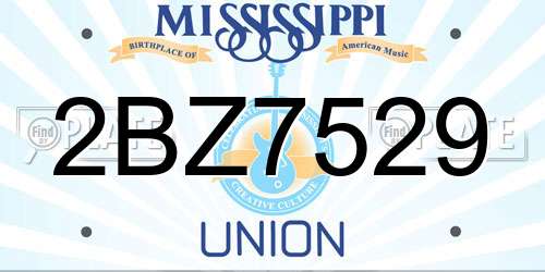 2BZ7529 Mississippi License Plate