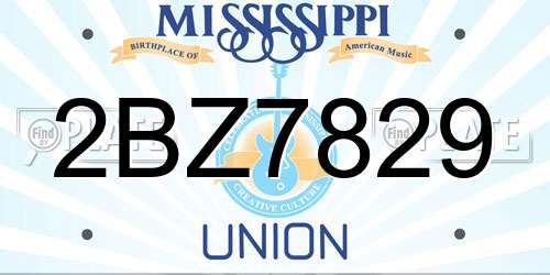 2BZ7829 Mississippi License Plate