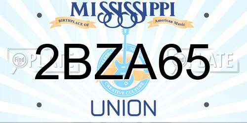 2BZA65 Mississippi License Plate