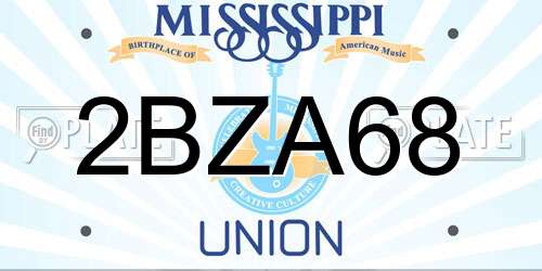 2BZA68 Mississippi License Plate