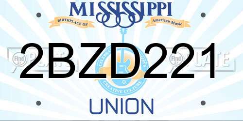 2BZD221 Mississippi License Plate