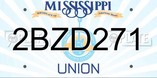 2BZD271 Mississippi License Plate