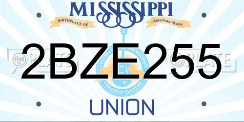 2BZE255 Mississippi License Plate