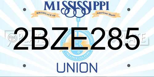 2BZE285 Mississippi License Plate