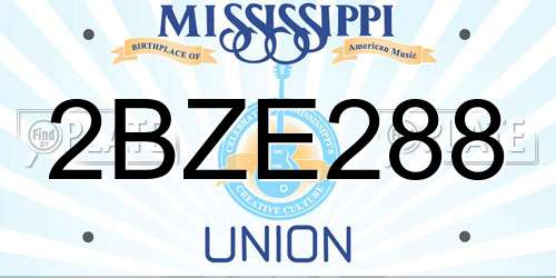 2BZE288 Mississippi License Plate