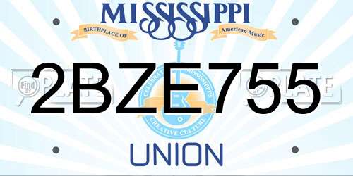2BZE755 Mississippi License Plate