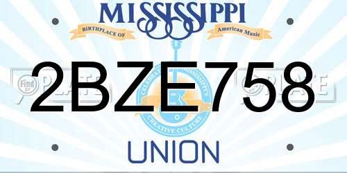 2BZE758 Mississippi License Plate