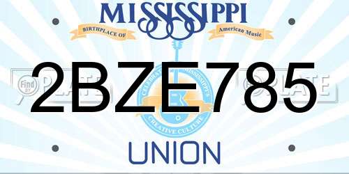 2BZE785 Mississippi License Plate