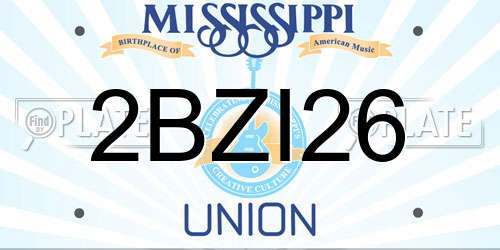2BZI26 Mississippi License Plate