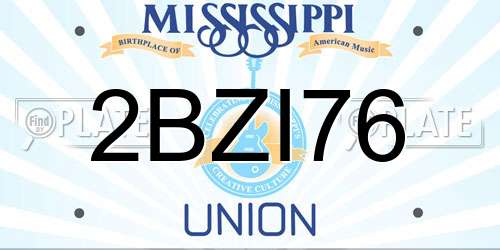 2BZI76 Mississippi License Plate