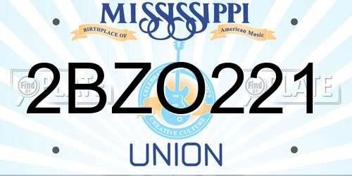 2BZO221 Mississippi License Plate