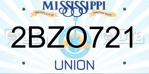 2BZO721 Mississippi License Plate