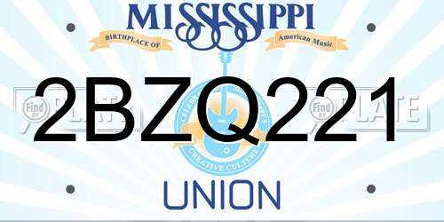 2BZQ221 Mississippi License Plate
