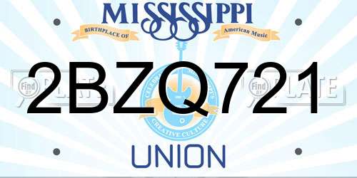 2BZQ721 Mississippi License Plate