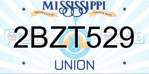 2BZT529 Mississippi License Plate