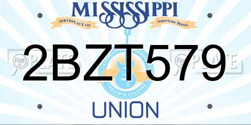 2BZT579 Mississippi License Plate