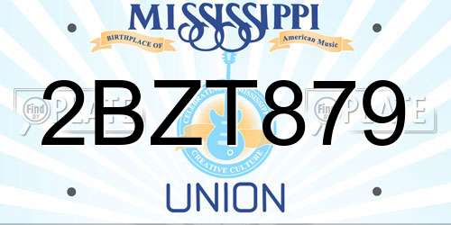 2BZT879 Mississippi License Plate