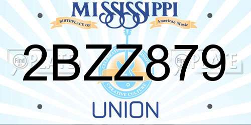 2BZZ879 Mississippi License Plate