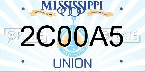 2C00A5 Mississippi License Plate