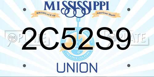 2C52S9 Mississippi License Plate